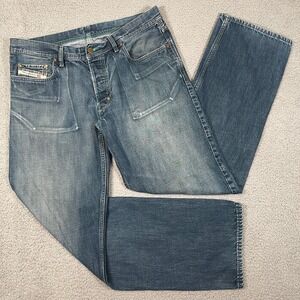Rare Vintage Diesel Jeans Unique Fades Mens 38x34 (Fit:36x33) Blue Loose Italy